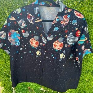 Space-Themed Button-Up Shirt